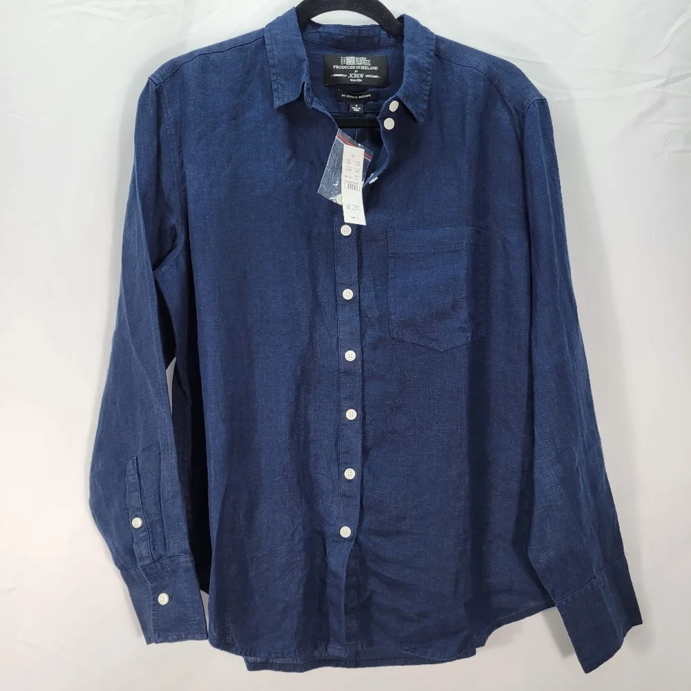 EUC | J. Crew Navy Button-Down Linen Shirt| Size 8 - Picture 3 of 8